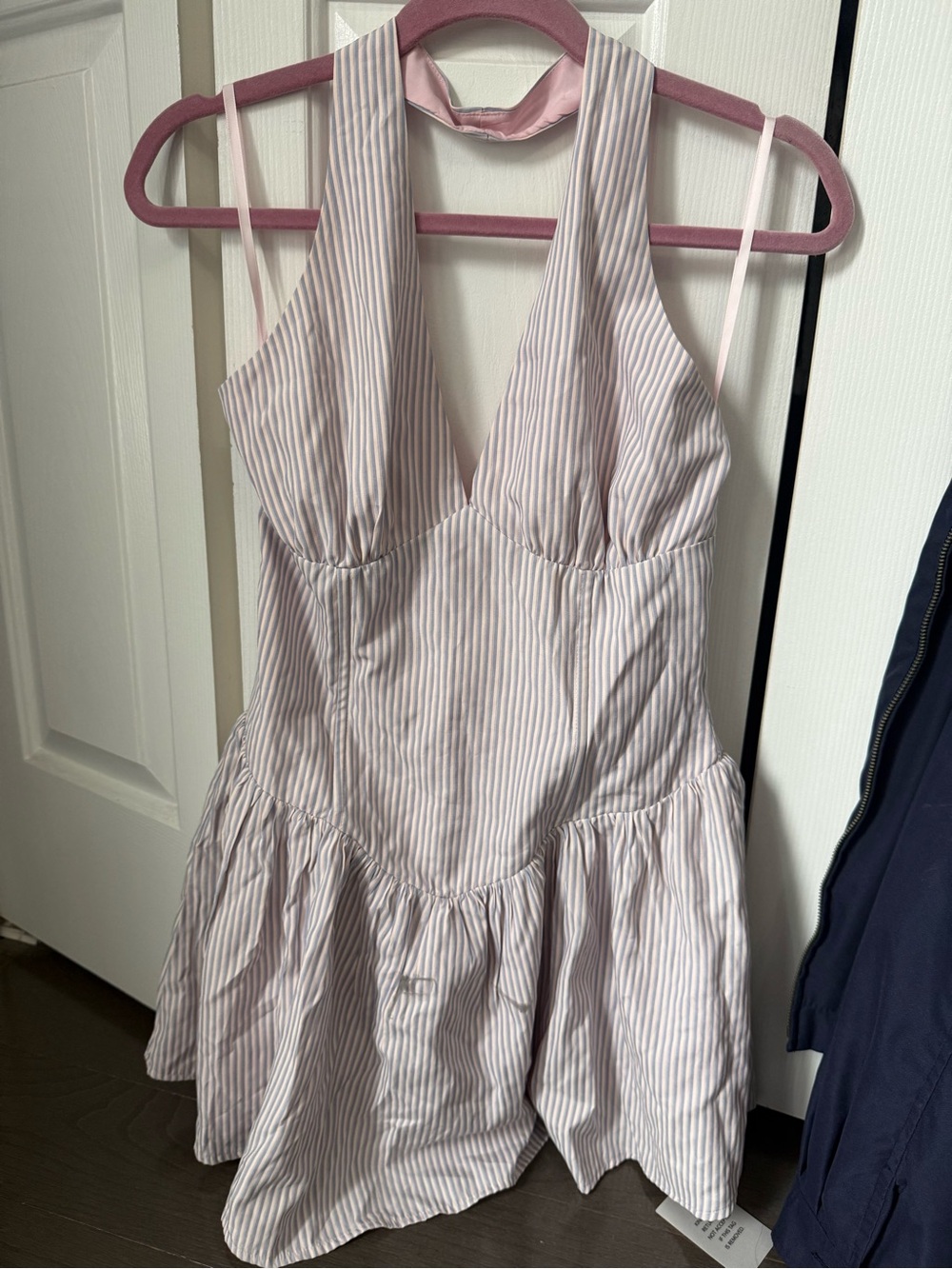 Revolve pink and white stripped mini dress